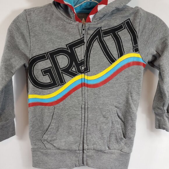 365 Kids Garanimals Grey Boys Full Zip Lng Slv Hoodie Jacket Great Shark Sz 4 - Picture 2 of 9